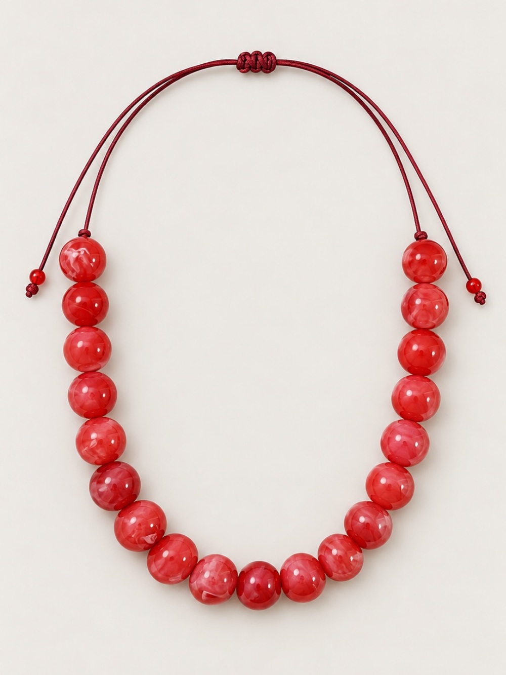 New! Red Marbled Beaded Dopamine Necklace NWOT